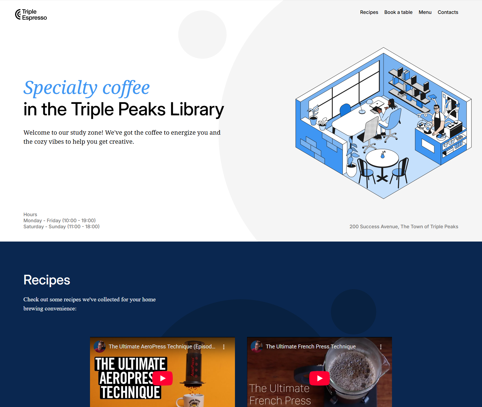 Screenshot of the Coffee Shop website