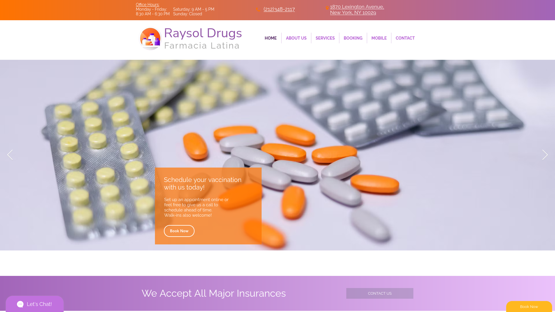 Screenshot of the Raysol Drugs pharmacy website