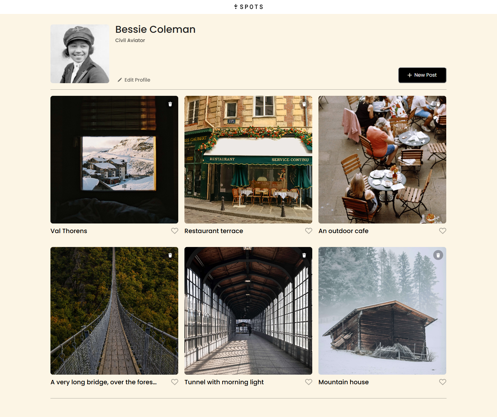 Screenshot of the Spots social media app
