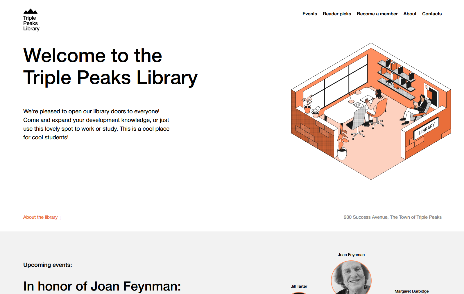 Screenshot of the Triple Peaks Library website